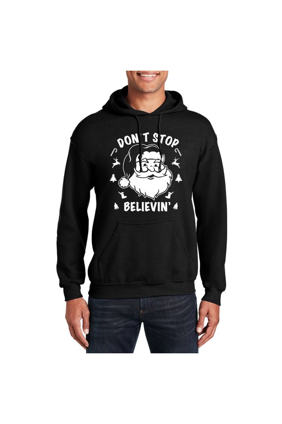 Don't Stop Believing Christmas Hooded Neck Funny Cool Hoodie for Men Women Unisex (Red)