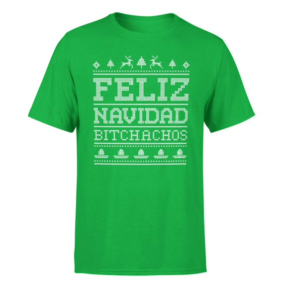 Veracco Feliz Navidad Bitchachos Christmas T-Shirt for Men Xmas Gifts Costumes (Irish Green)