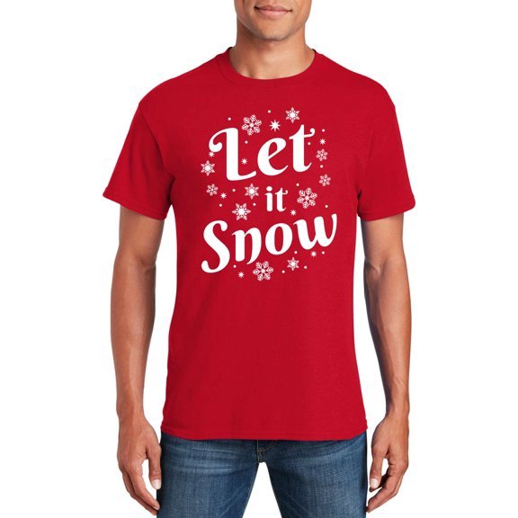 Veracco Let It Snow Christmas T-Shirt for Men - Funny Xmas Gifts Ugly Costumes | Cool Graphic Tee (Red)