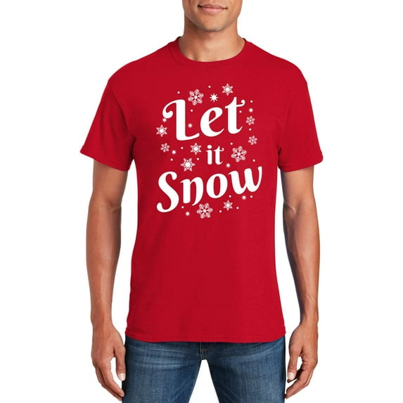 Veracco Let It Snow Christmas T-Shirt for Men - Funny Xmas Gifts Ugly Costumes | Cool Graphic Tee (Red)