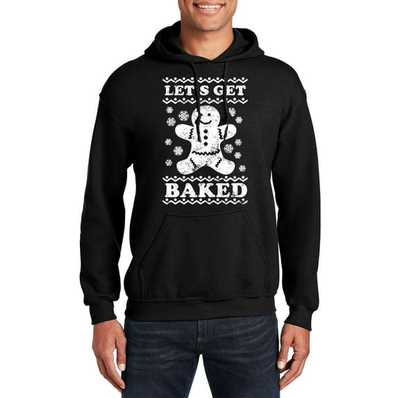 Veracco Let's Get Baked Gingerbread Christmas Hooded Neck Funny Cool Hoodie for Men Women Unisex (Red)