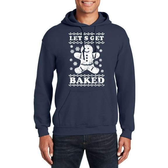 Veracco Let's Get Baked Gingerbread Christmas Hooded Neck Funny Cool Hoodie for Men Women Unisex (Red)