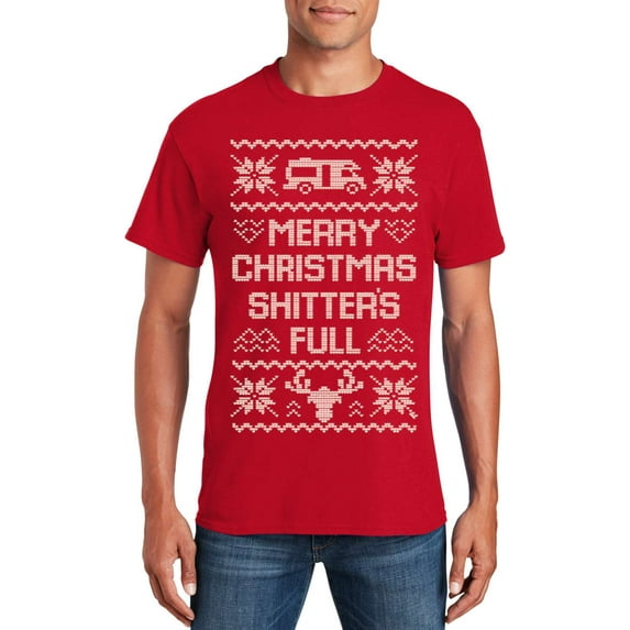 Veracco Merry Christmas Shitters Full Christmas T-Shirt for Men - Funny Ugly Xmas Gifts Humor Costumes (Red)