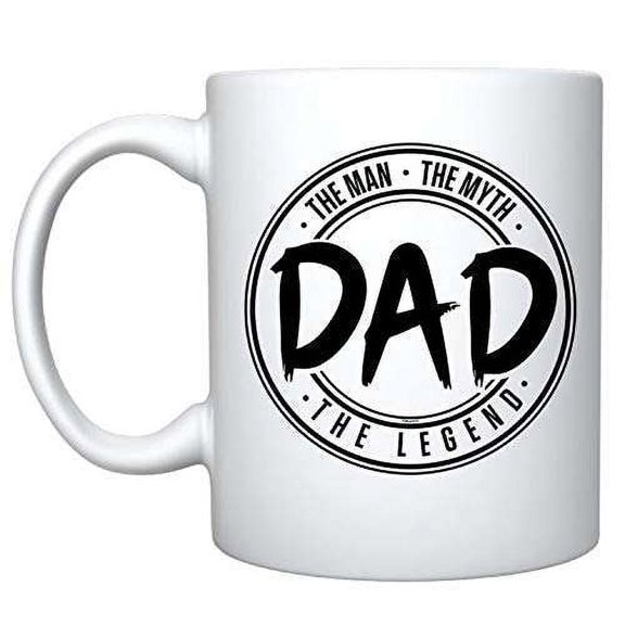 Veracco The Man The Myth Dad The Legend Ceramic Coffee Mug Funny Father's Day Birthday Gifts For New Dad Daddy (White)