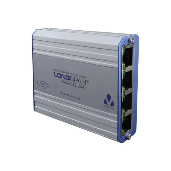Veracity LONGSPAN Max Quad 4 Channel 90W Long-Range Ethernet & POE Extender