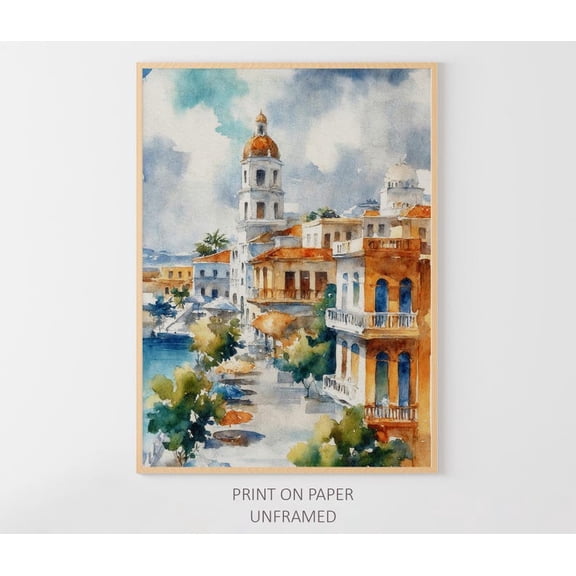 Veracruz Mexico Art Poster: Seaside Cityscape Travel Poster, Unframed Poster Size 8x12