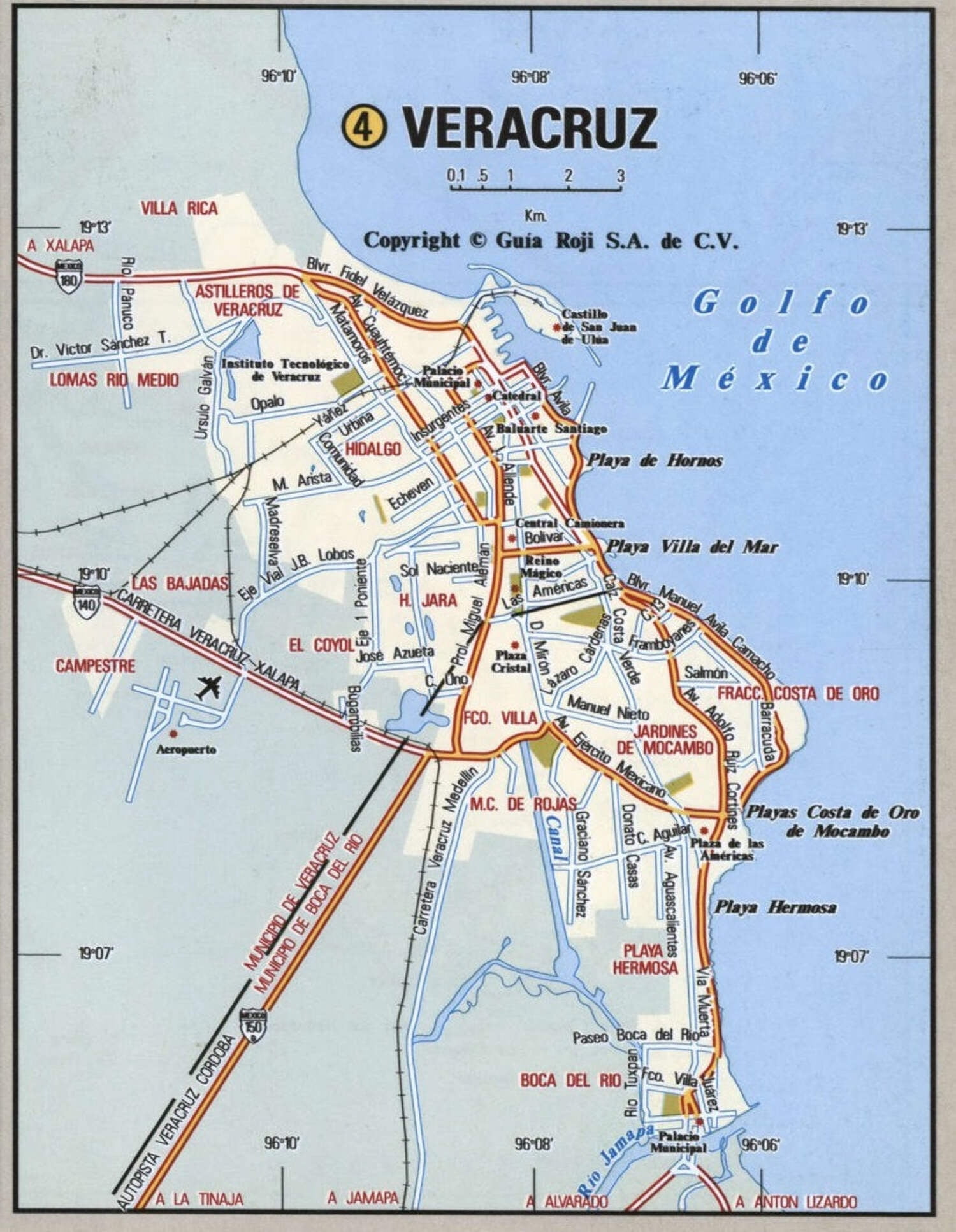 Veracruz Mexico Road Map Glossy Poster Picture Photo Print Banner ...