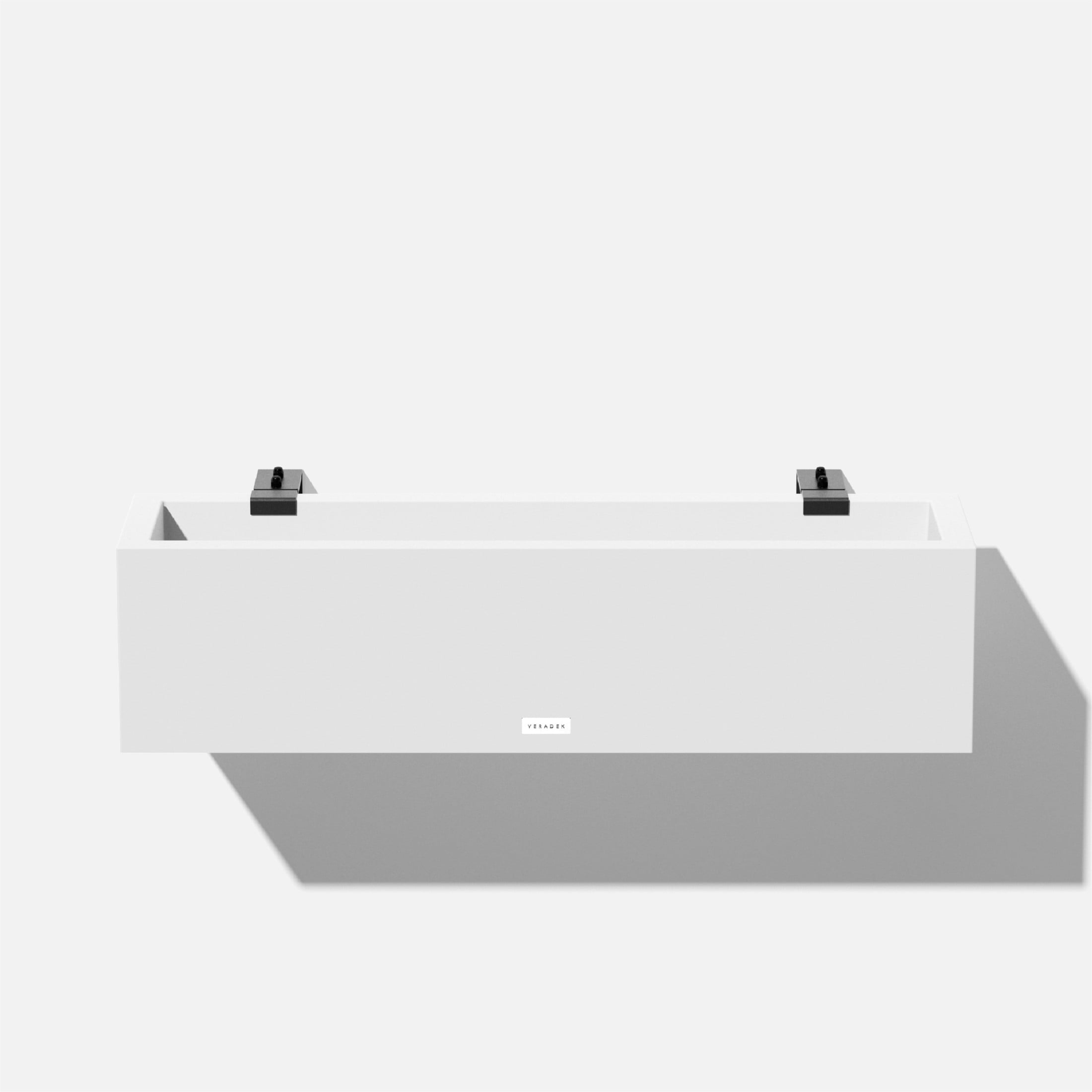 White 36" Recycled Plastic Railing Planter with Steel Brackets