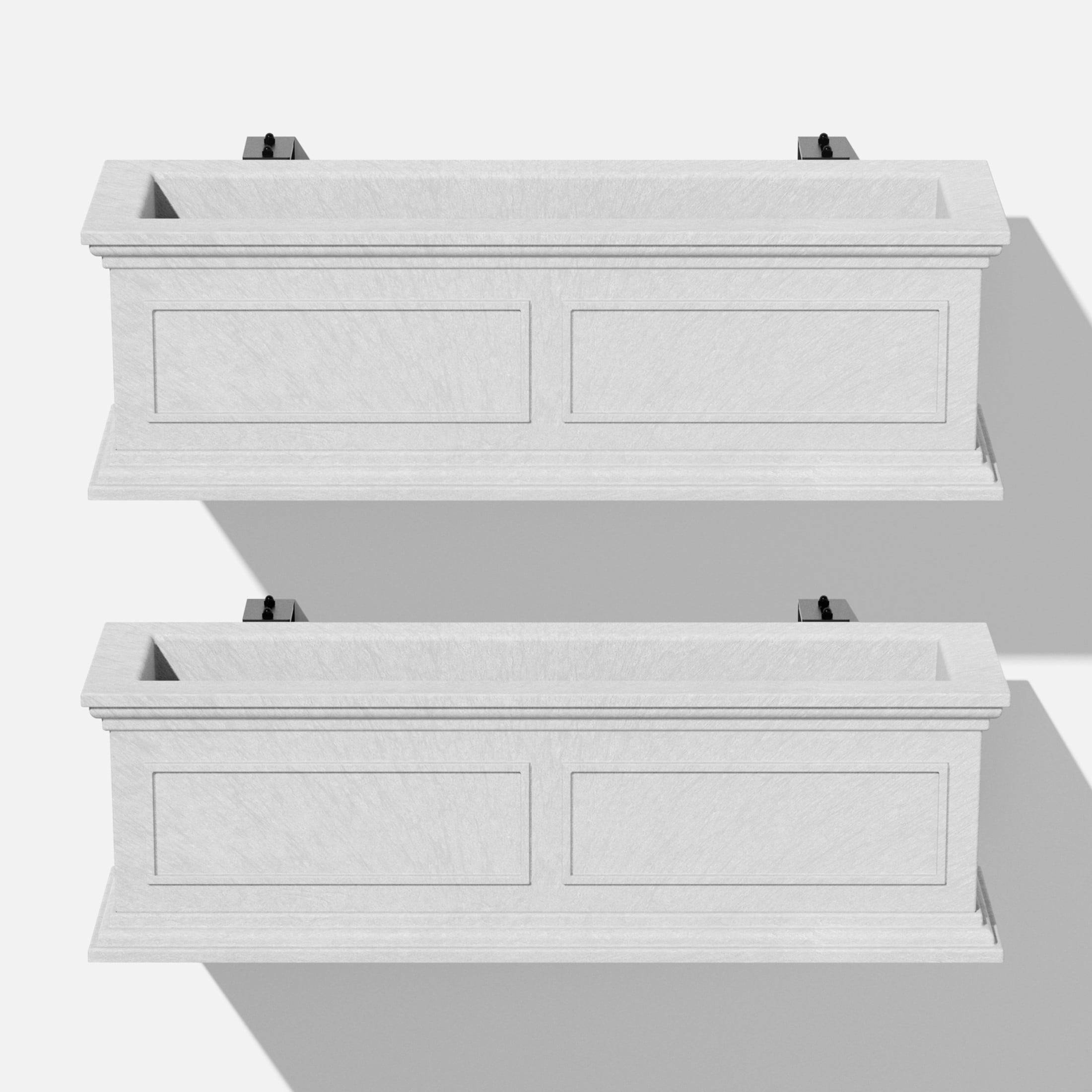 Brixton Estate-Inspired 36" Gray Polypropylene Railing Planter, 2-Pack