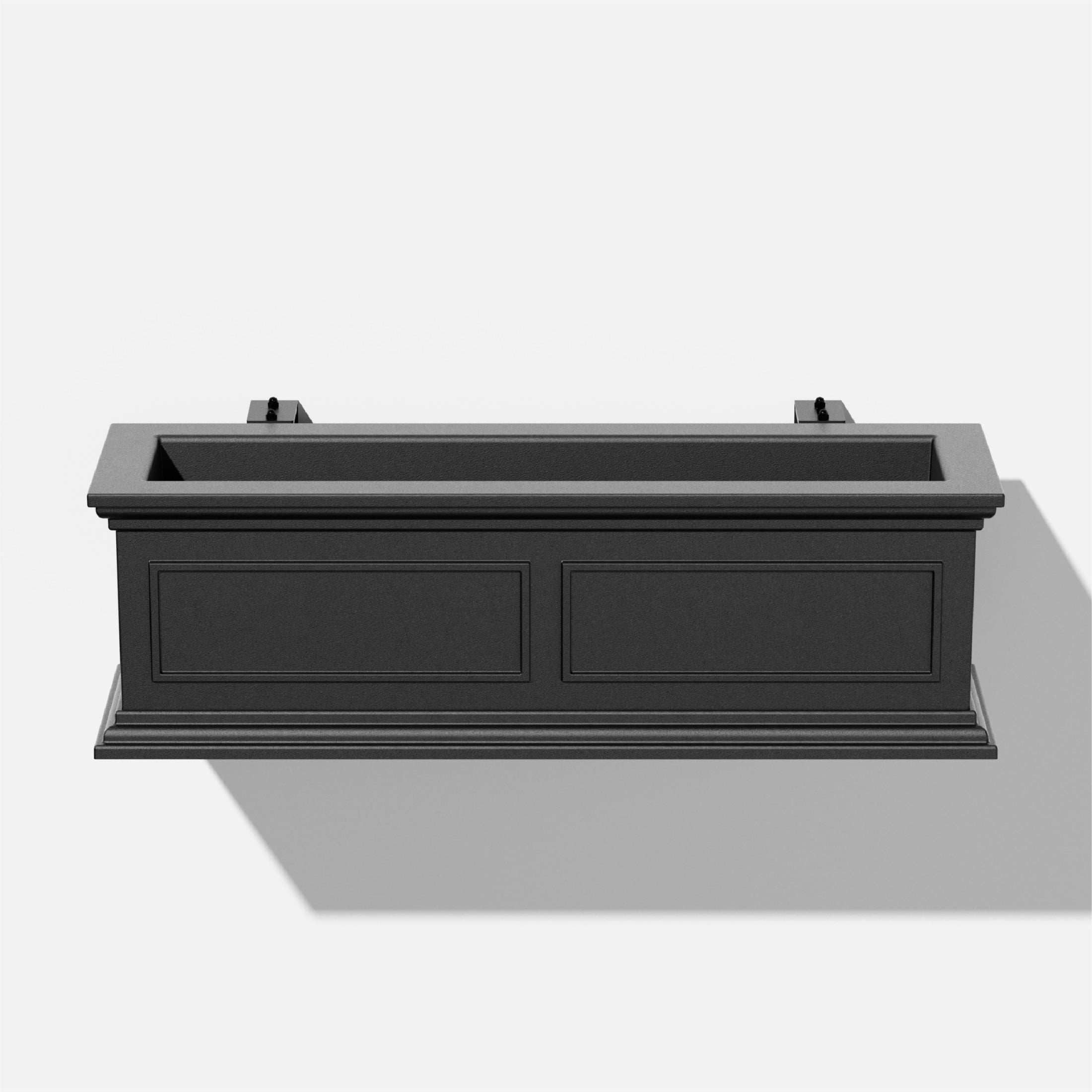 Estate-Inspired Brixton Black Railing Planter, 36" Recycled Plastic
