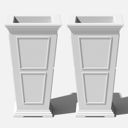 Veradek Brixton Tall 28" Plastic Planter 2-Pack White