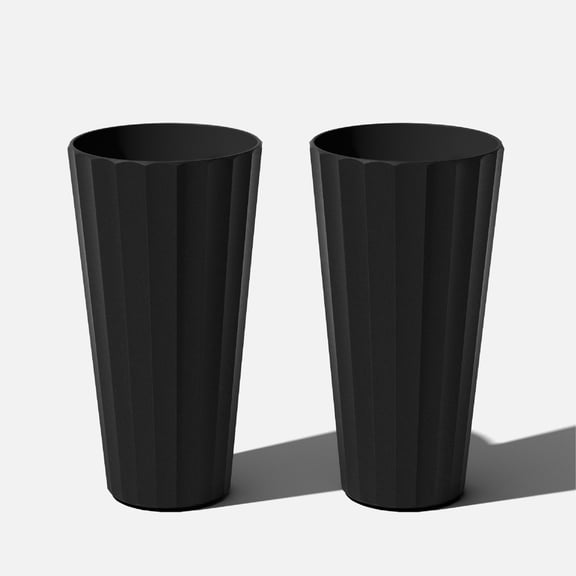 Veradek Column Series 26" Tall Plastic-Stone Planter 2 Pack - (Black)