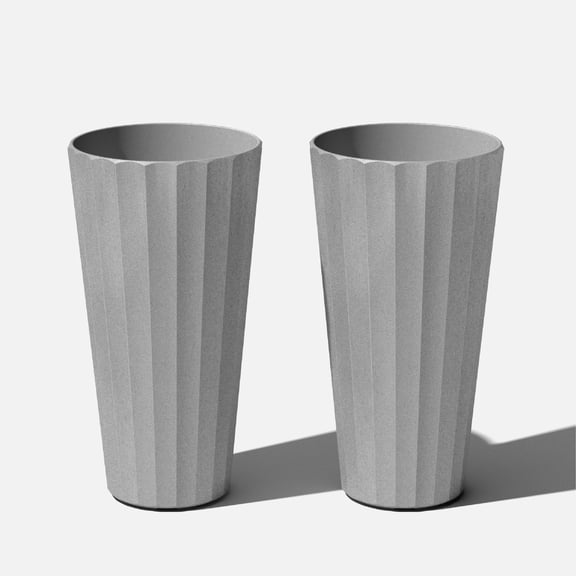 Veradek Column Series 26" Tall Plastic-Stone Planter 2 Pack - (Gray)