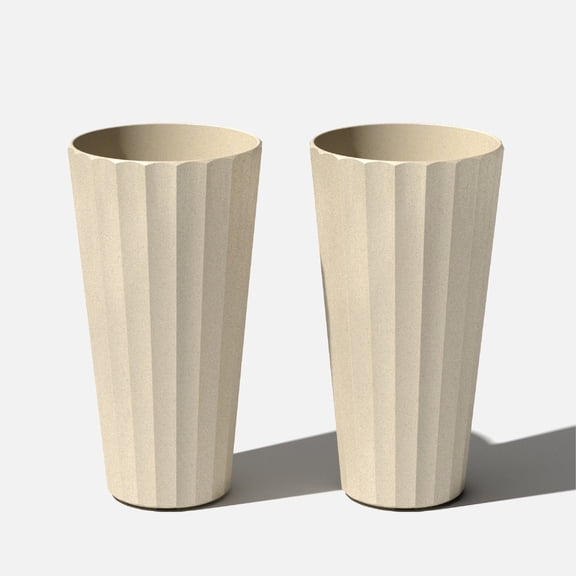 Veradek Column Series 26" Tall Plastic-Stone Planter 2 Pack - (Sand)