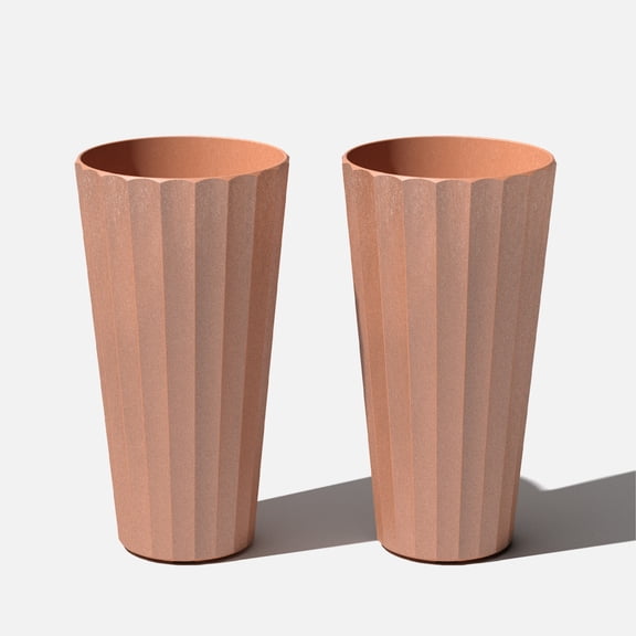 Veradek Column Series 26" Tall Plastic-Stone Planter 2 Pack - (Terracotta)