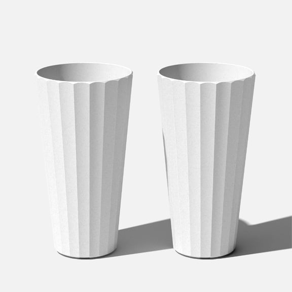 Veradek Column Series 26" Tall Plastic-Stone Planter 2 Pack - (White)