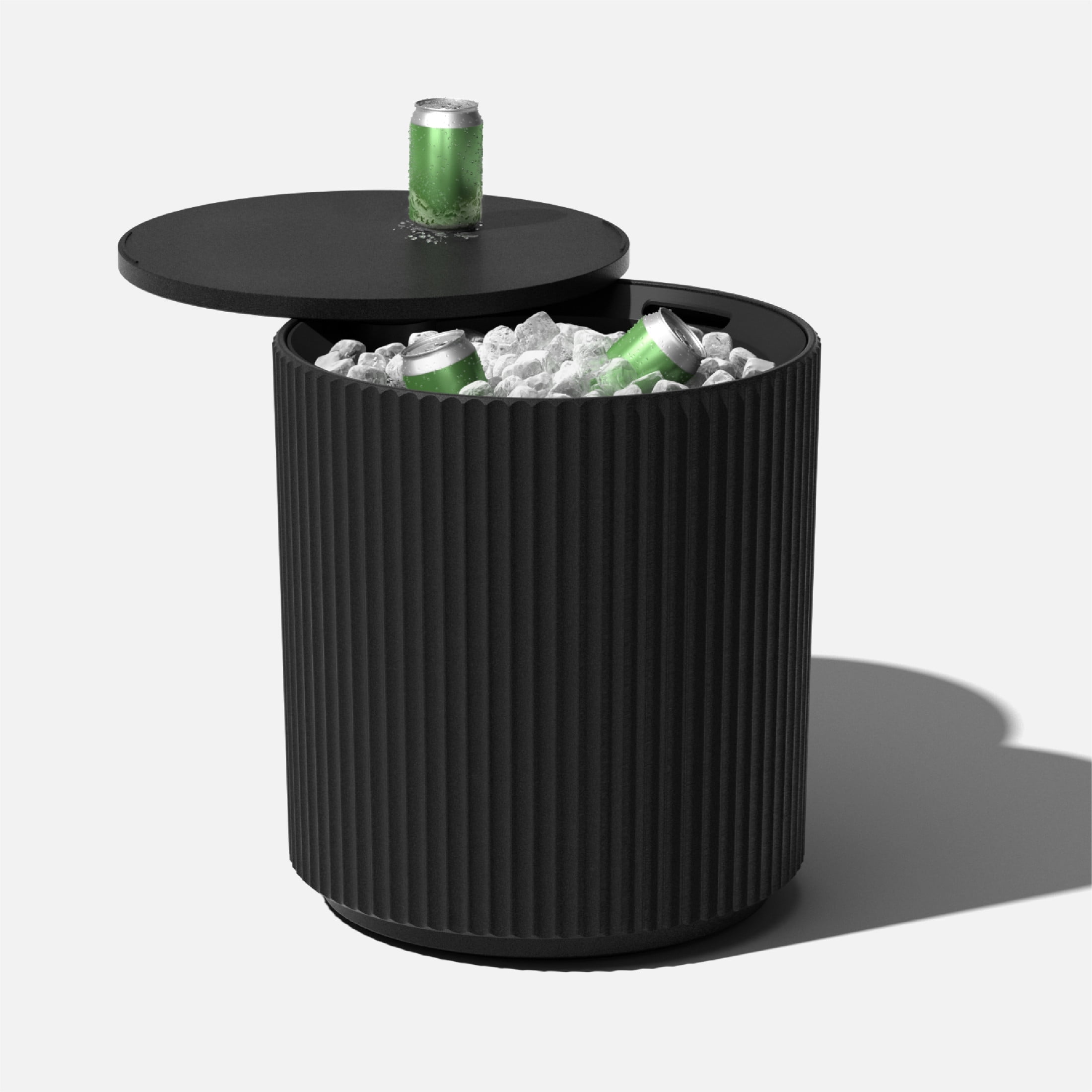 Veradek 21" Black Concrete-Plastic Drum Shape Accent Table