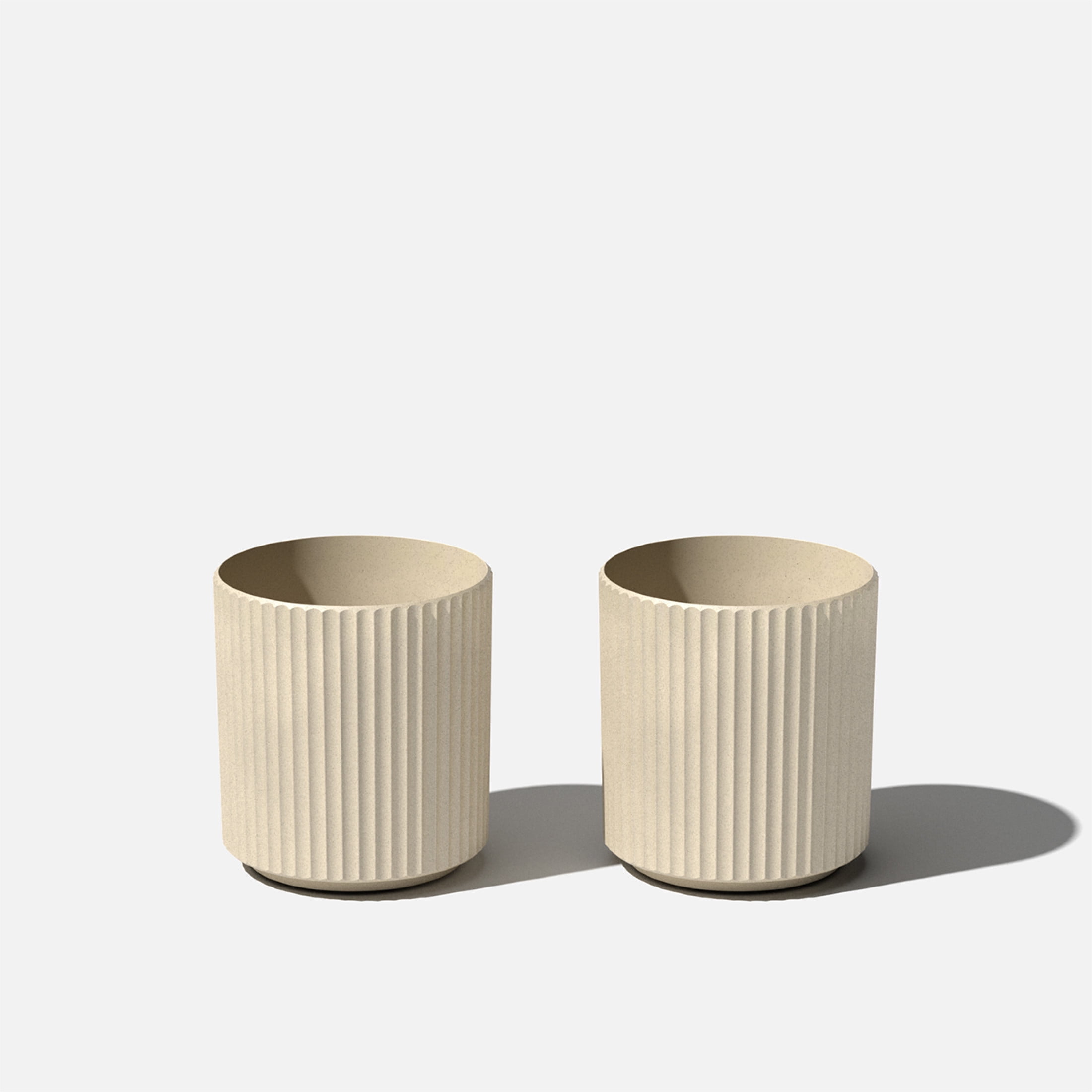 Sand Textured Plastic-Stone Composite Round Planter Set