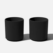 Veradek Demi Series  16" Plastic-Stone Planter - 2-Pack Black