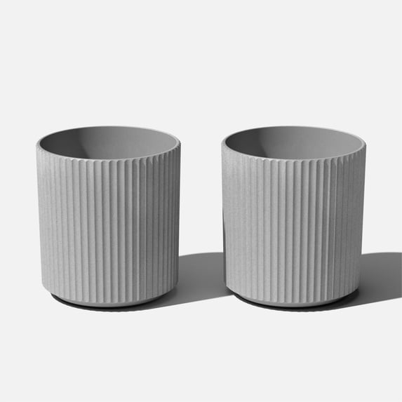 Veradek Demi Series 16" Plastic-Stone Planter - 2-Pack Gray