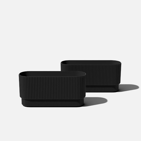 Veradek Demi Series 30" Long Plastic-Stone Planter - Black 2 Pack