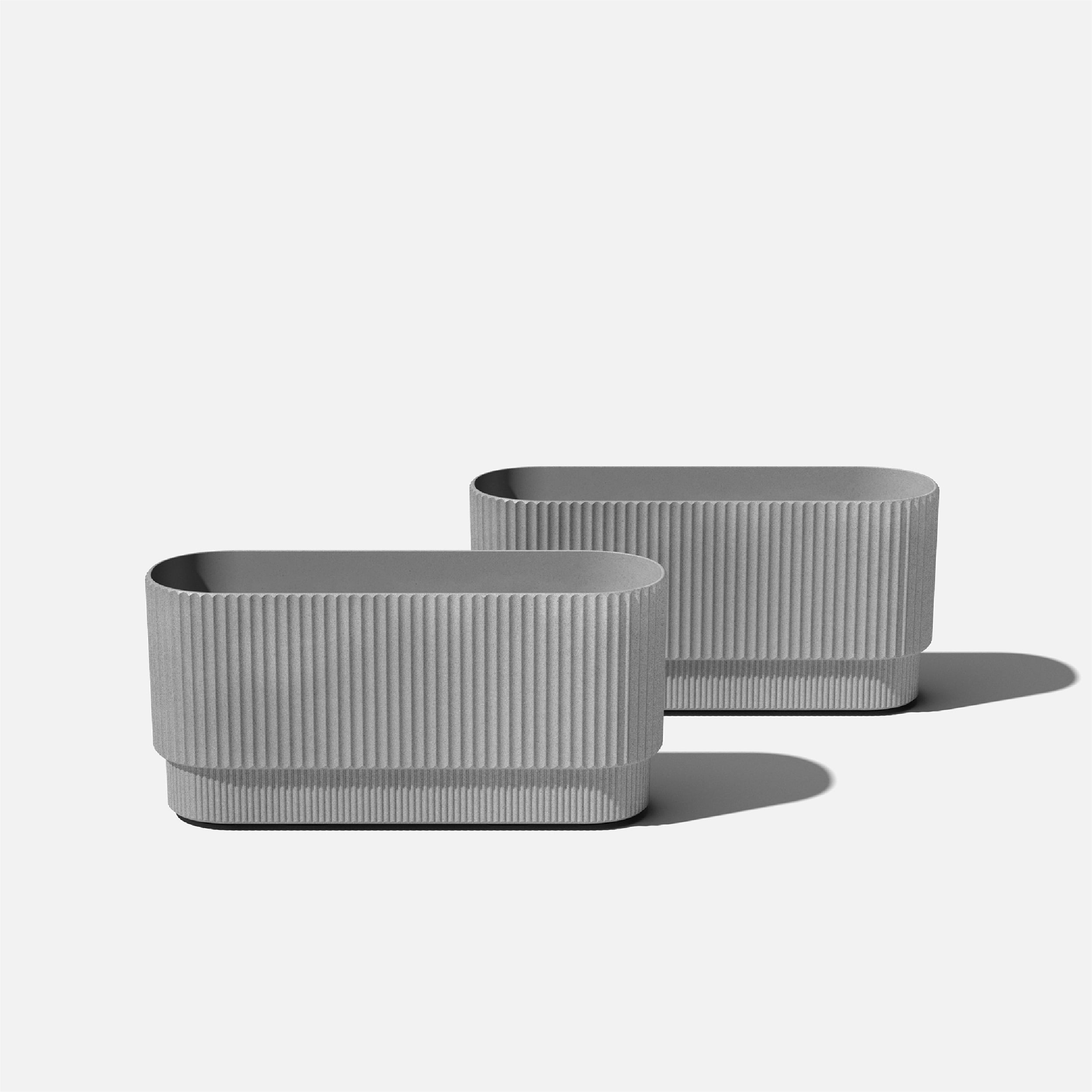 Demi 30" Gray Concrete-Composite Long Planter Set