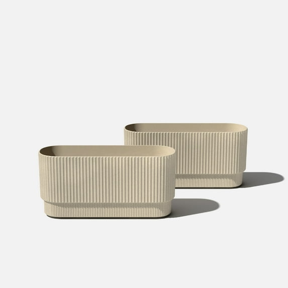 Veradek Demi Series 30" Long Plastic-Stone Planter - Sand 2 Pack