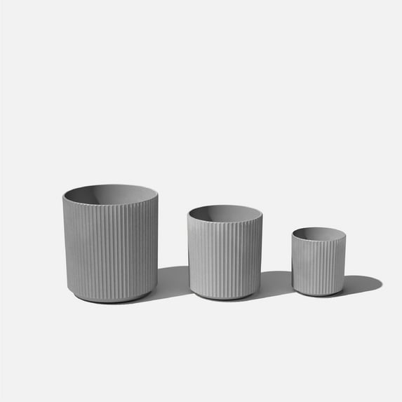 Veradek Demi Series Bundle - Three Piece Set of Plastic-Stone Planters - Gray