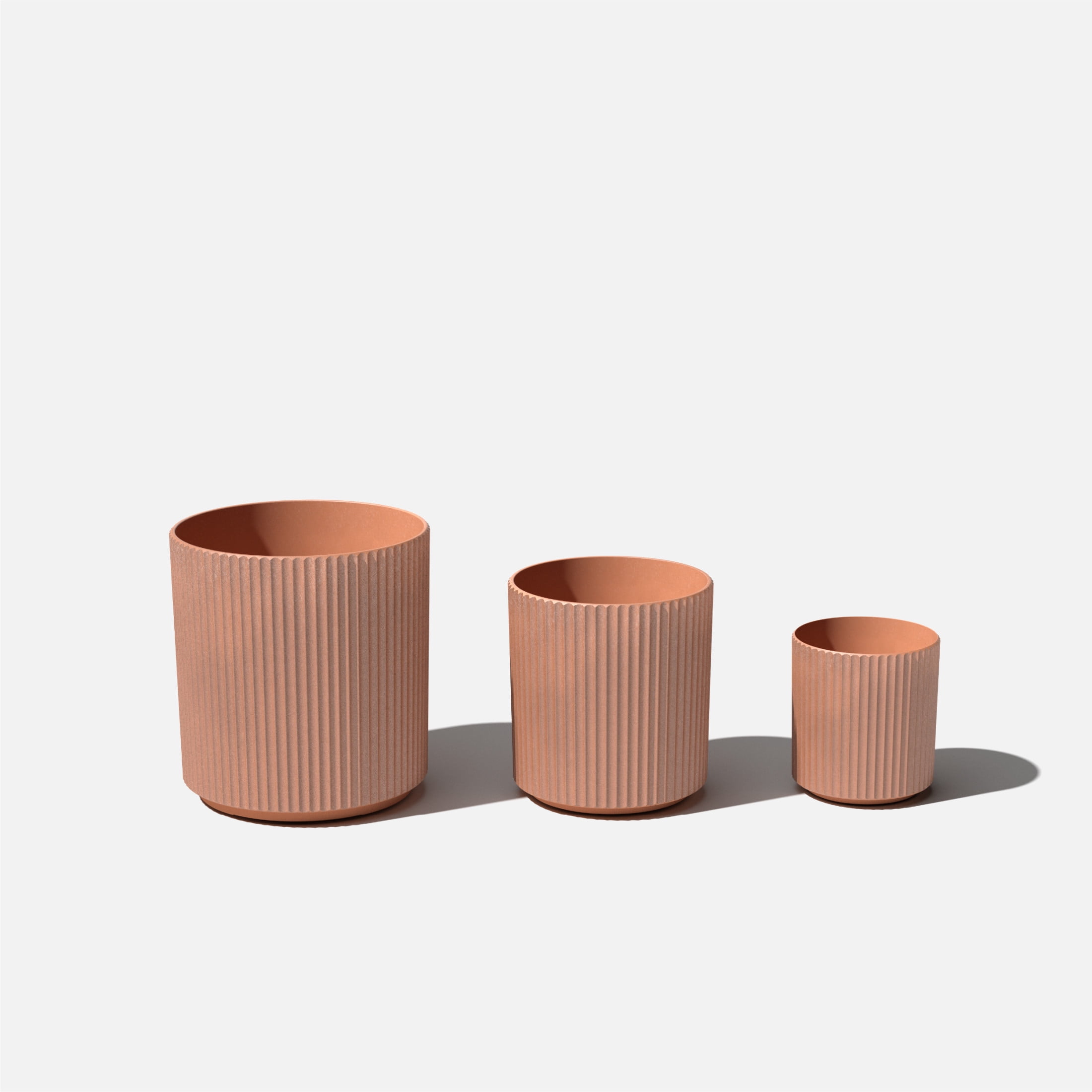 Veradek Demi Series Bundle - Three Piece Set of Plastic-Stone Planters - Terracotta