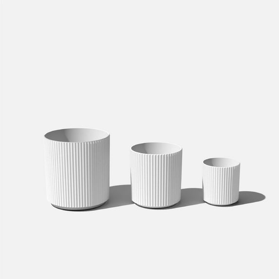 Veradek Demi Series Bundle - Three Piece Set of Plastic-Stone Planters - White