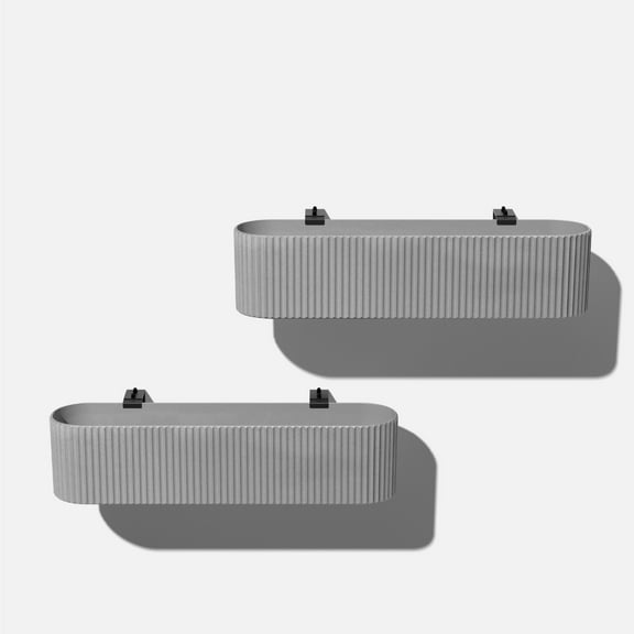 Veradek Demi Series Railing 36" Plastic-Stone Planter - (Grey/2 Pack)