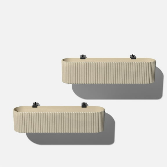 Veradek Demi Series Railing 36" Plastic-Stone Planter - (Sand/2 Pack)