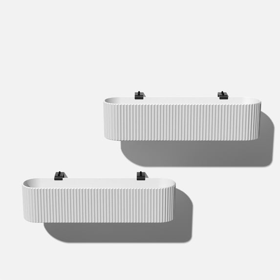 Veradek Demi Series Railing 36" Plastic-Stone Planter - (White/2 Pack)