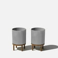 thumbnail image 1 of Veradek Demi Series Raised 12" Plastic-Stone Planter - (Gray/Brown, 2 Pack), 1 of 9