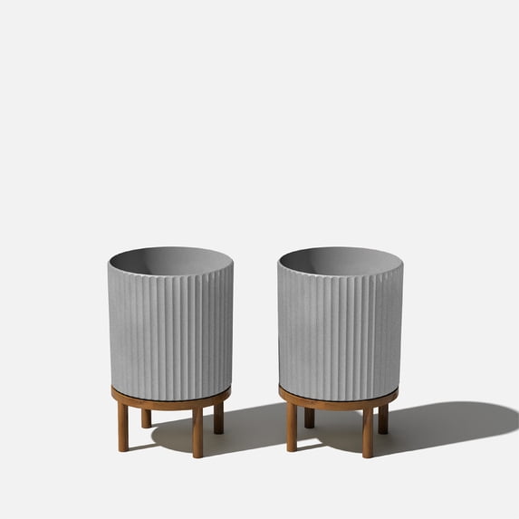Veradek Demi Series Raised 12" Plastic-Stone Planter - (Gray/Brown, 2 Pack)