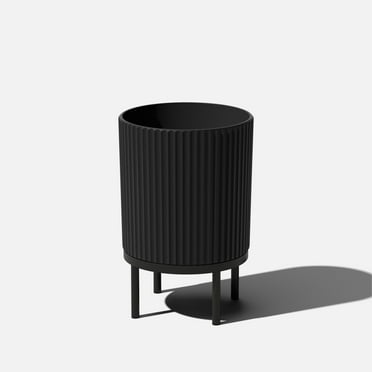 Veradek Demi Series Raised 16" Plastic-Stone Planter - (Black/Black, 1 Pack)
