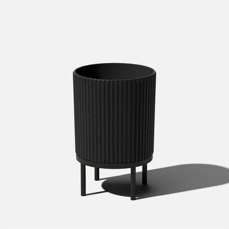 Veradek Demi Series Raised 16" Plastic-Stone Planter - (Black/Black, 1 Pack)