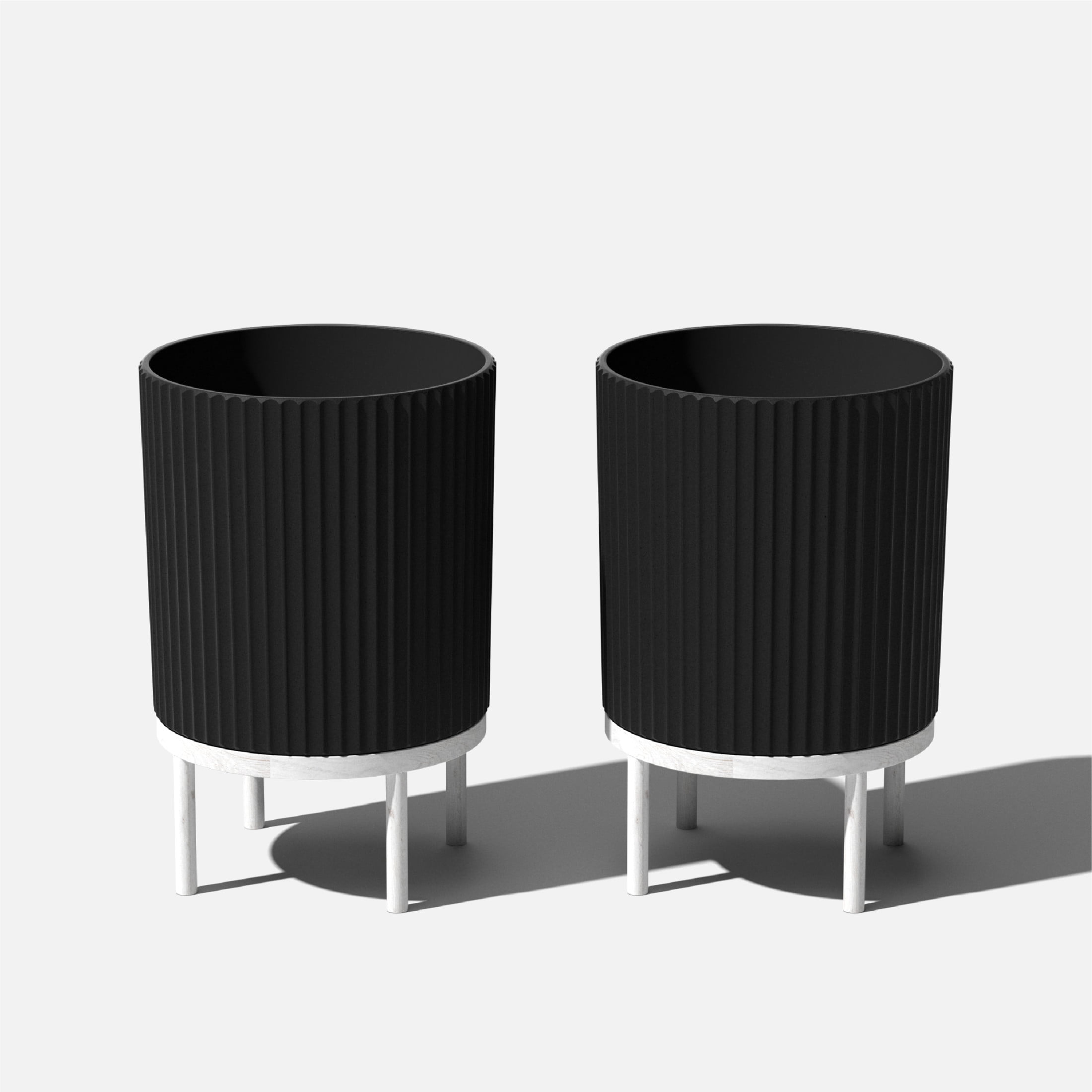 Veradek Demi Series Raised 16" Plastic-Stone Planter - (Black/White, 2 Pack)