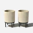 thumbnail image 1 of Veradek Demi Series Raised 16" Plastic-Stone Planter - (Sand/Black, 2 Pack), 1 of 11