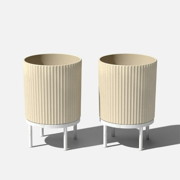 Veradek Demi Series Raised 16" Plastic-Stone Planter - (Sand/White, 2 Pack)