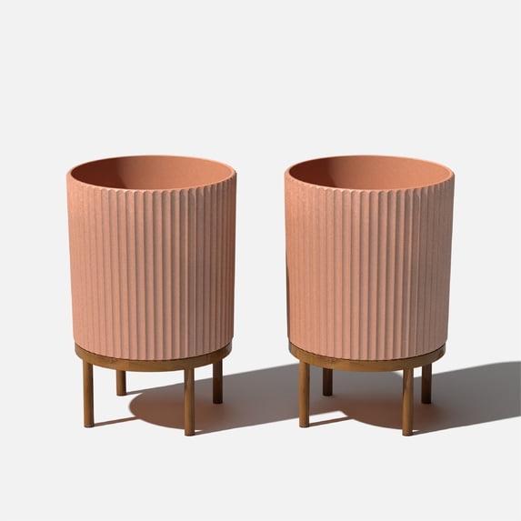 Veradek Demi Series Raised 16" Plastic-Stone Planter - (Terracotta/Brown, 2 Pack)