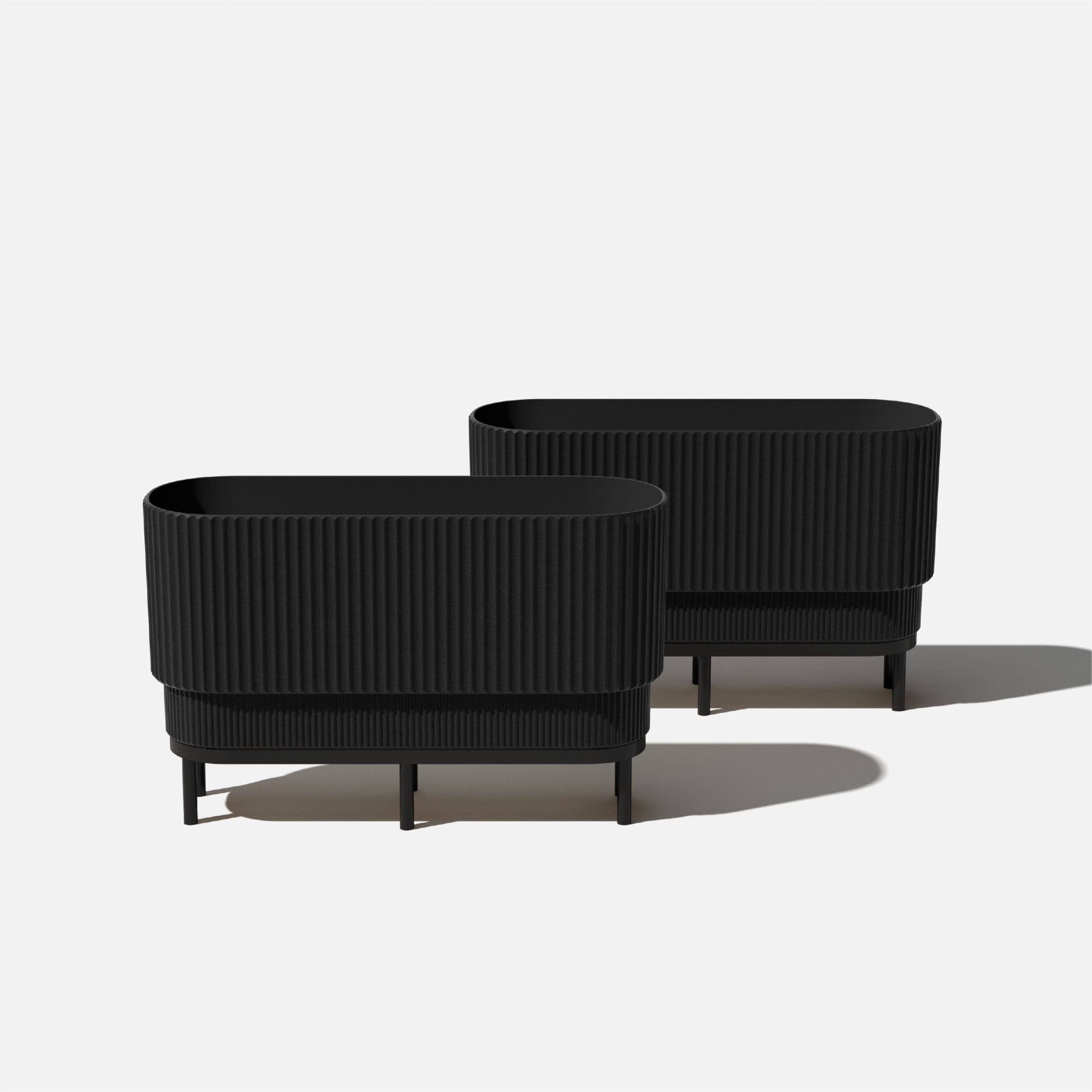 Veradek Demi Series Raised 30" Long Plastic-Stone Planter - (Black/Black, 2 Pack)