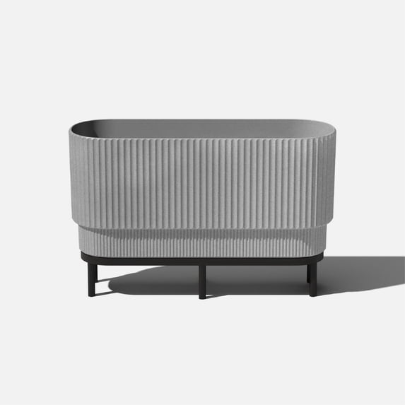 Veradek Demi Series Raised 30" Long Plastic-Stone Planter - (Gray/Black, 1 Pack)