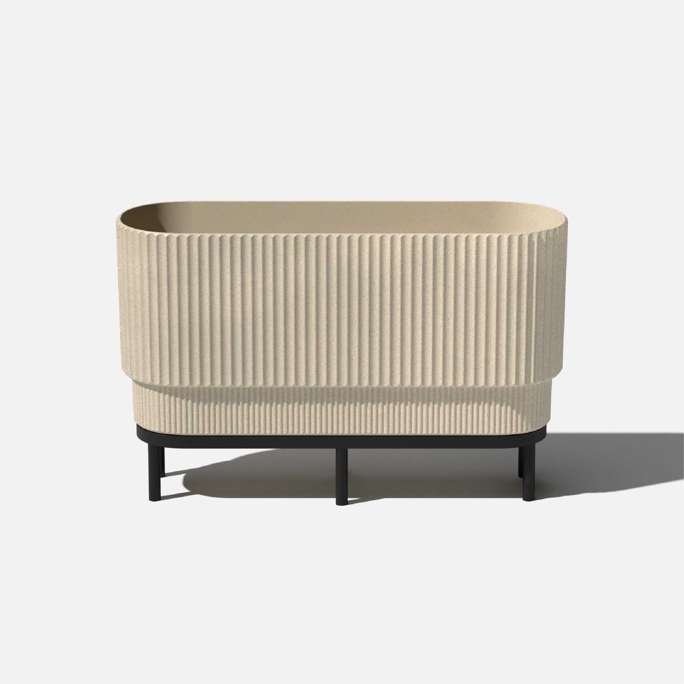 Sandstone and Black 30" Raised Planter with Acacia Wood Stand