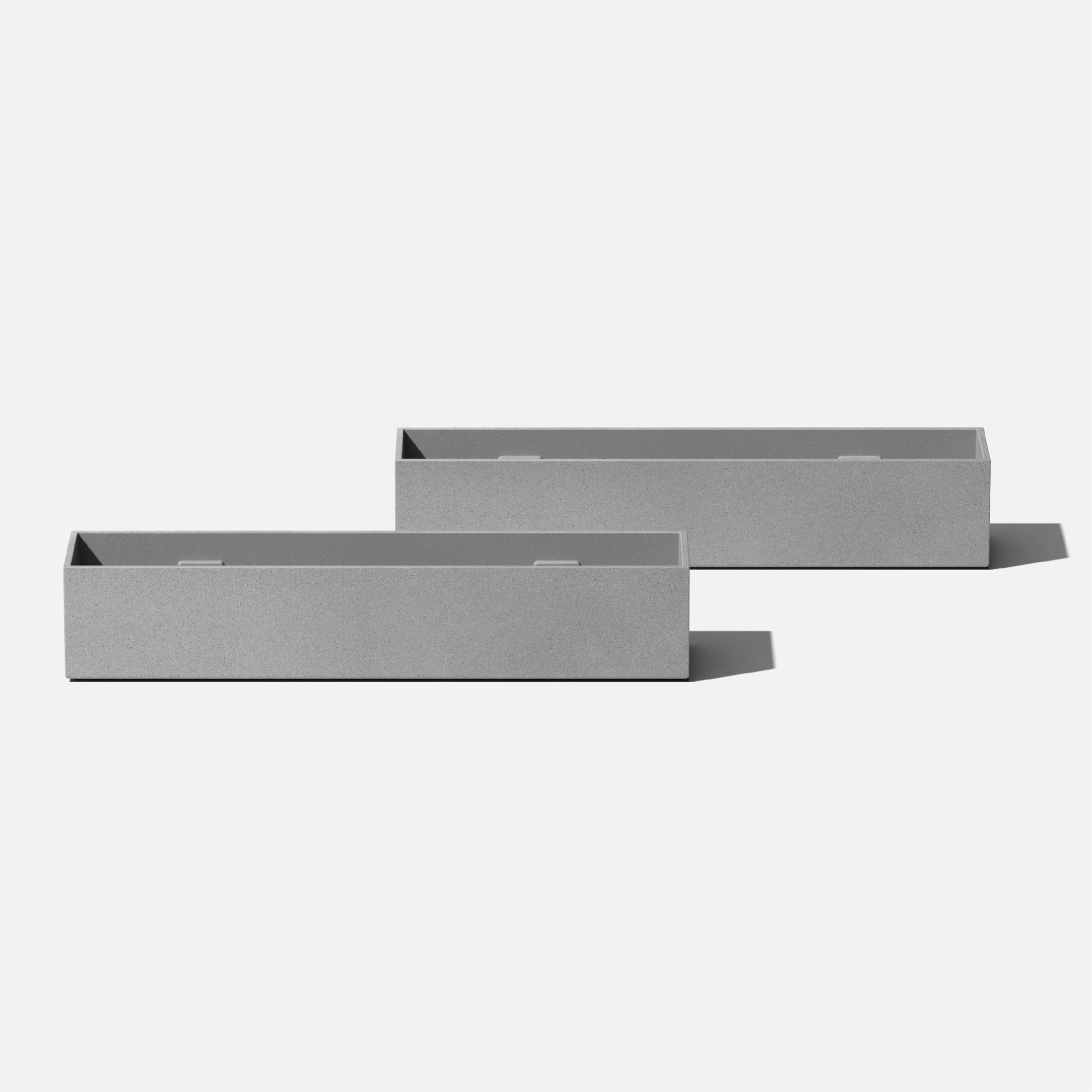Geo Series 16" Gray Plastic-Stone Composite Planter Box Set