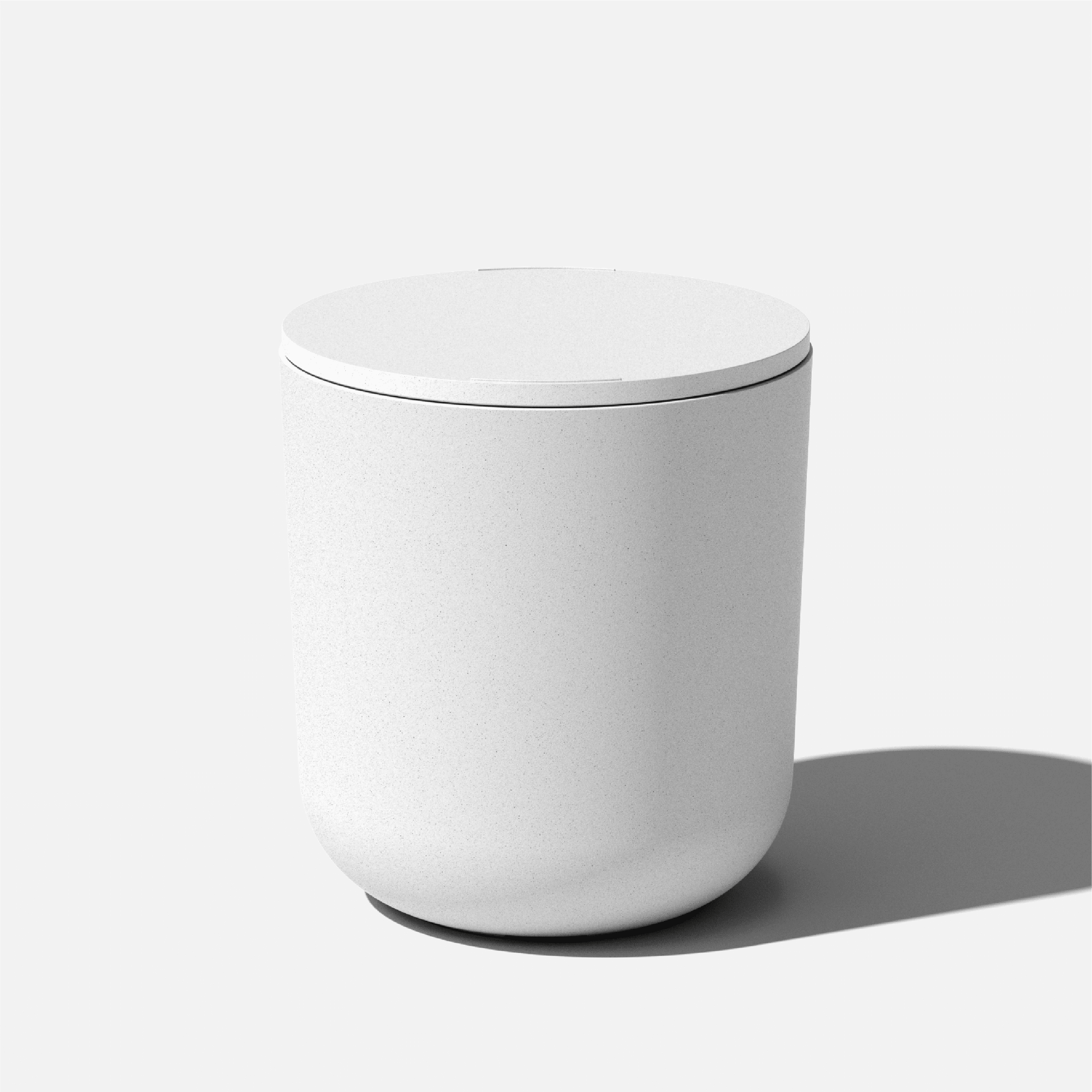White Round Concrete-Plastic Outdoor Side Table with Cooler Function