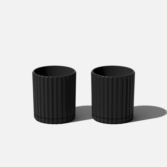 Veradek Mason Series Demi 6" Plastic-Stone Planter 2-Pack Black
