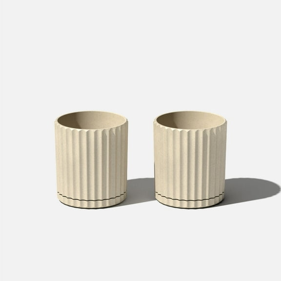 Veradek Mason Series Demi 6" Plastic-Stone Planter 2-Pack Sand