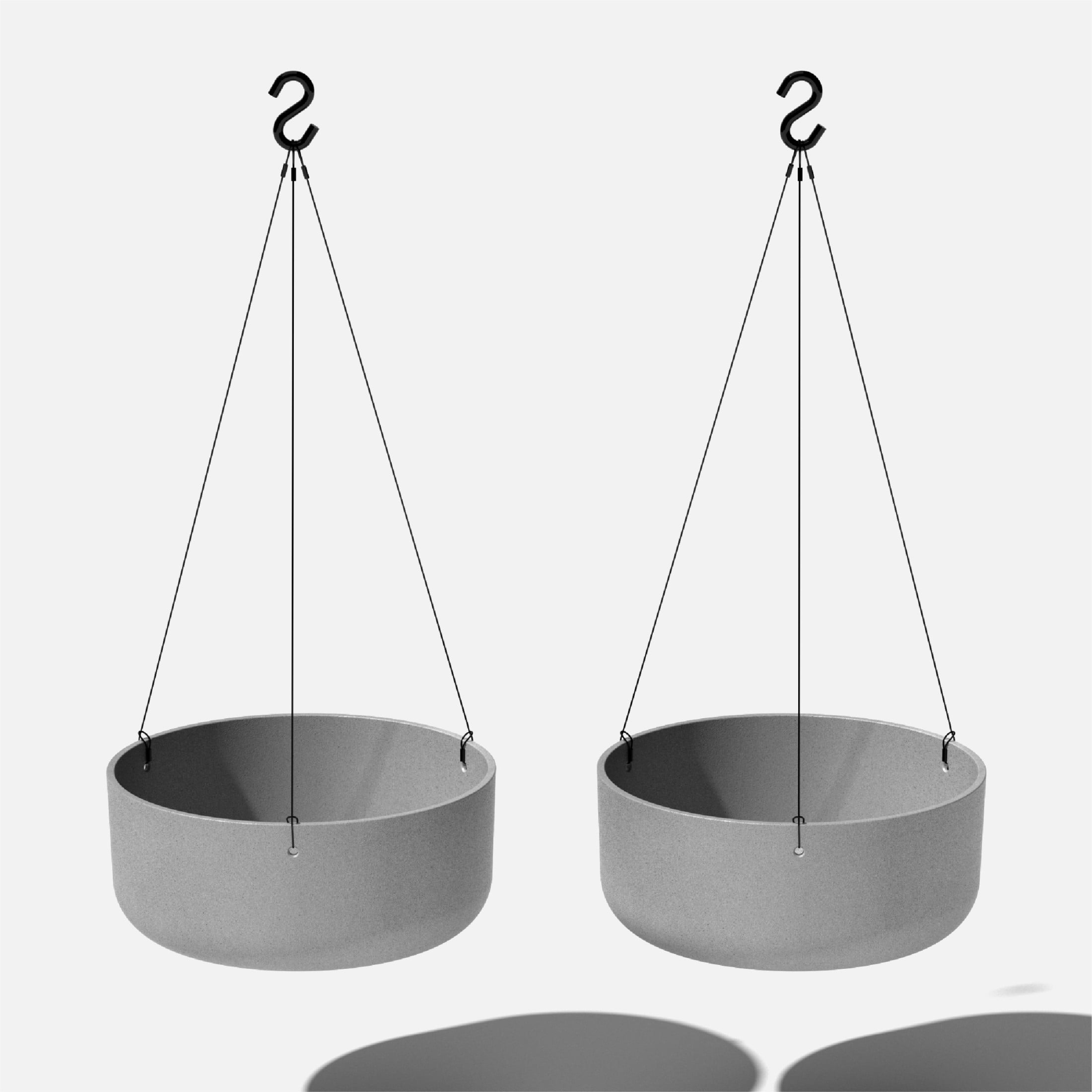 Gray Plastic-Stone Hanging Outdoor Planter Set, 14-inch
