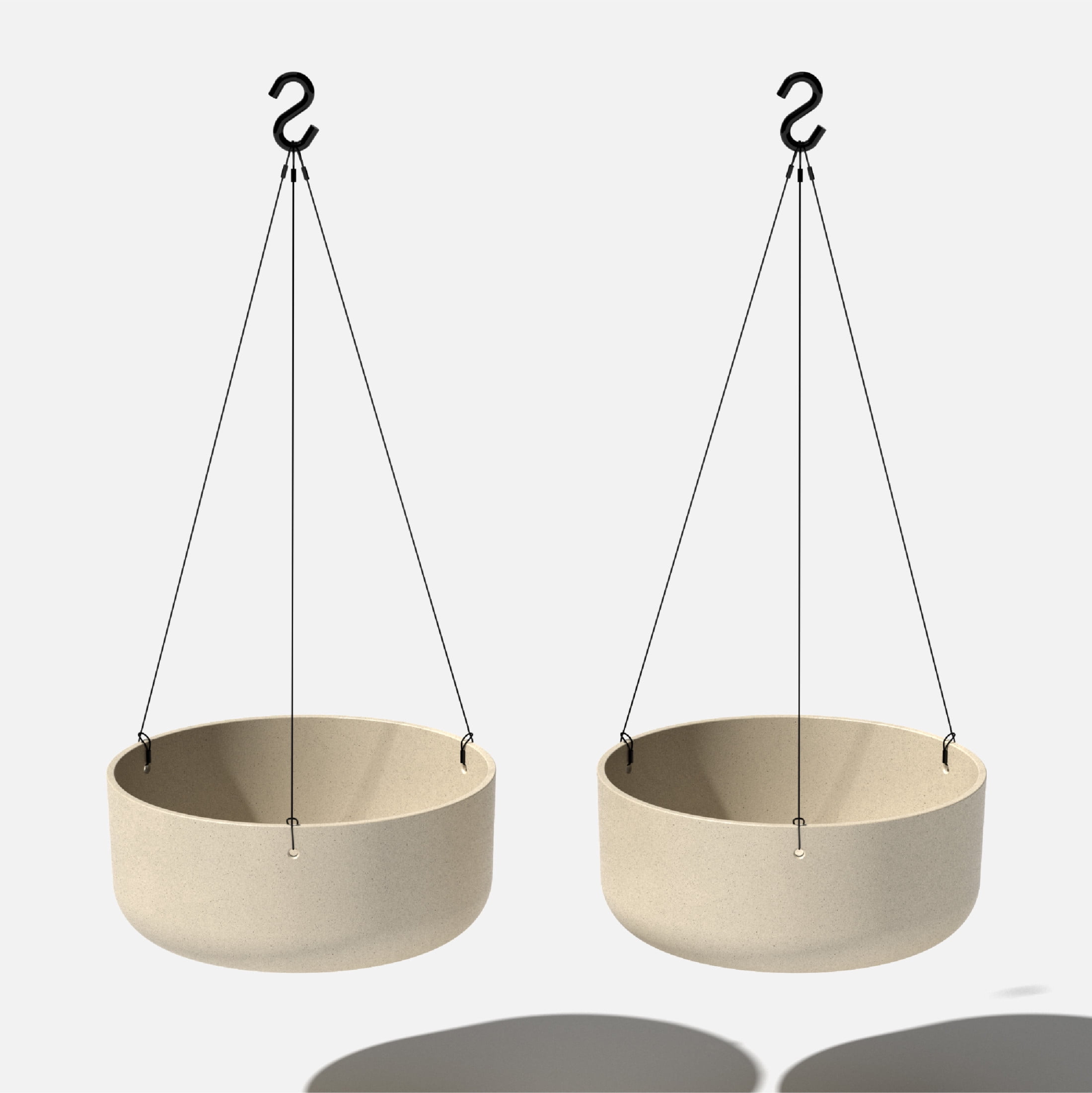Veradek Mason Series Hanging Kona Bowl 14" Plastic-Stone Planter 2-Pack Sand